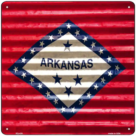 Arkansas Flag Corrugated Effect Novelty Square Sign 12" (SQ)