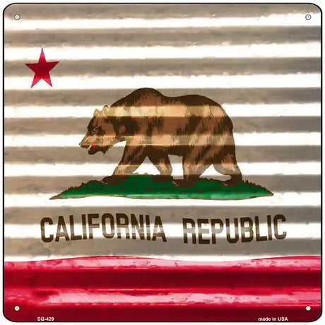 California Flag Corrugated Effect Novelty Square Sign 12" (SQ)