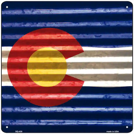 Colorado Flag Corrugated Effect Novelty Square Sign 12" (SQ)