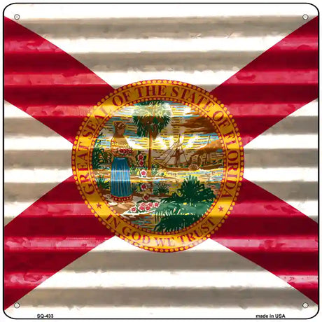 Florida Flag Corrugated Effect Novelty Square Sign 12" (SQ)