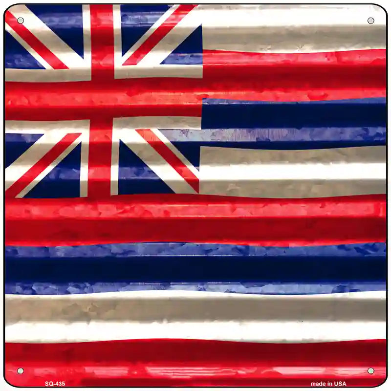 Hawaii Flag Corrugated Effect Novelty Square Sign 12" (SQ)