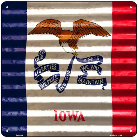 Iowa Flag Corrugated Effect Novelty Square Sign 12" (SQ)