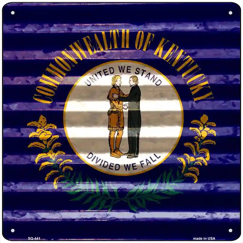 Kentucky Flag Corrugated Effect Novelty Square Sign 12" (SQ)