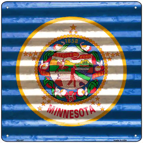 Minnesota Flag Corrugated Effect Novelty Square Sign 12" (SQ)