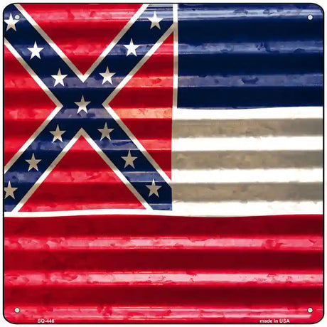 Mississippi Flag Corrugated Effect Novelty Square Sign 12" (SQ)