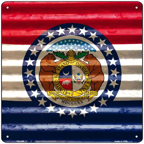 Missouri Flag Corrugated Effect Novelty Square Sign 12" (SQ)