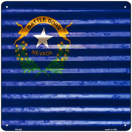 Nevada Flag Corrugated Effect Novelty Square Sign 12" (SQ)