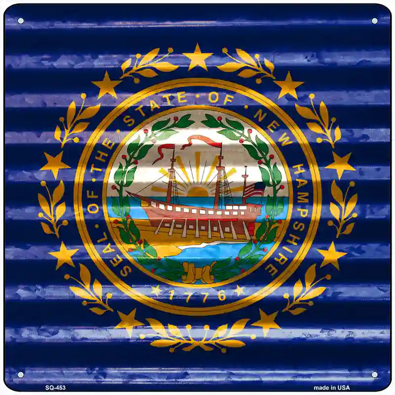 New Hampshire Flag Corrugated Effect Novelty Square Sign 12" (SQ)