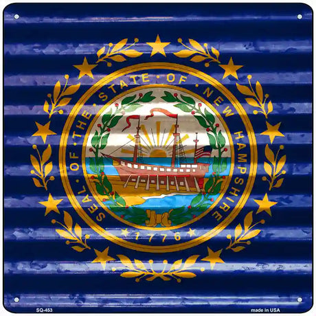 New Hampshire Flag Corrugated Effect Novelty Square Sign 12" (SQ)