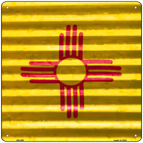 New Mexico Flag Corrugated Effect Novelty Square Sign 12" (SQ)