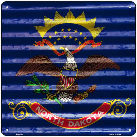 North Dakota Flag Corrugated Effect Novelty Square Sign 12" (SQ)