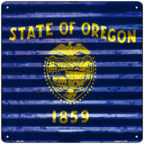 Oregon Flag Corrugated Effect Novelty Square Sign 12" (SQ)