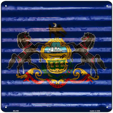 Pennsylvania Flag Corrugated Effect Novelty Square Sign 12" (SQ)