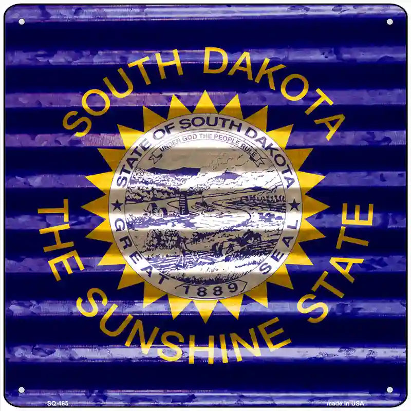 South Dakota Flag Corrugated Effect Novelty Square Sign 12" (SQ)