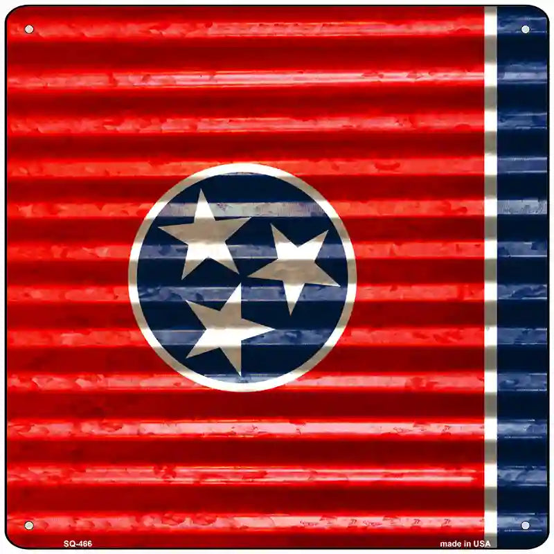 Tennessee Flag Corrugated Effect Novelty Square Sign 12" (SQ)