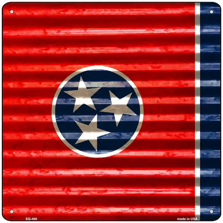 Tennessee Flag Corrugated Effect Novelty Square Sign 12" (SQ)