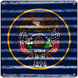 Utah Flag Corrugated Effect Novelty Square Sign 12" (SQ)