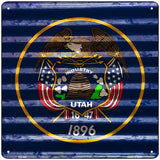 Utah Flag Corrugated Effect Novelty Square Sign 12" (SQ)