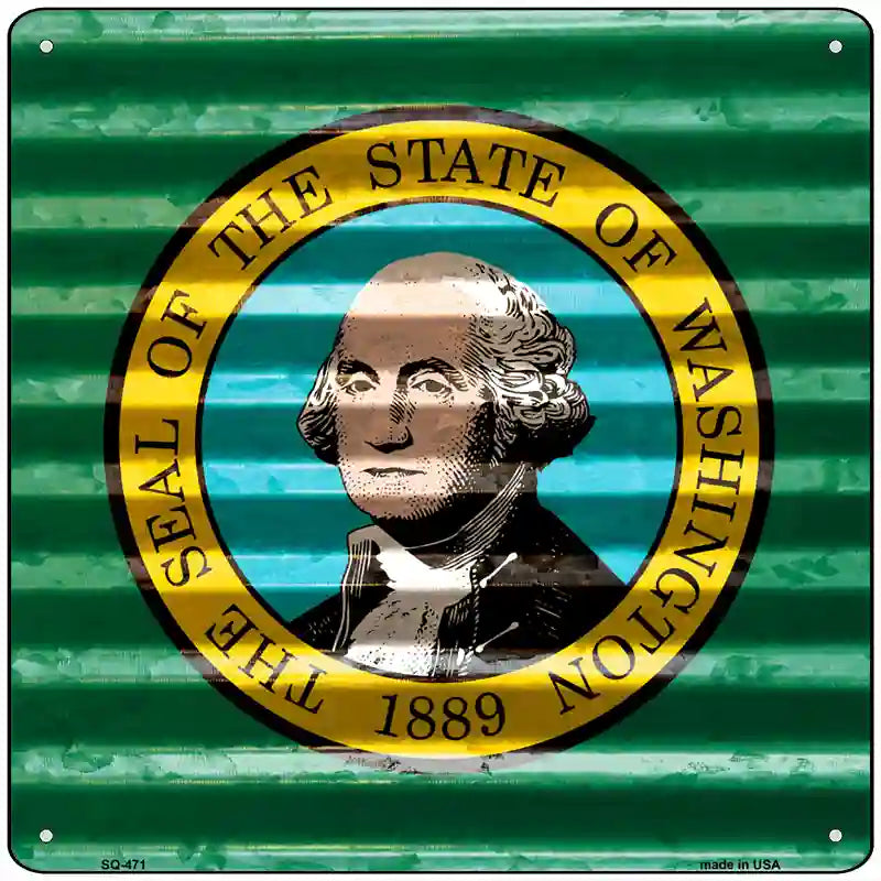 Washington Flag Corrugated Effect Novelty Square Sign 12" (SQ)