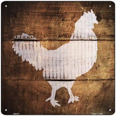 Rooster Painted Stencil Novelty Square Sign 12" (SQ)