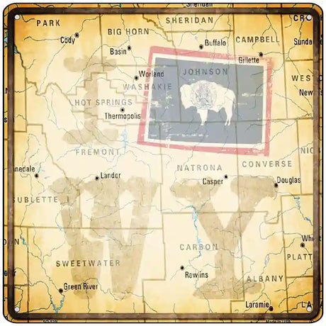 I Map WY Novelty Square Sign 12" (SQ)