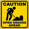 Caution Open Graves Ahead Novelty Metal Square Sign 12" (SQ)