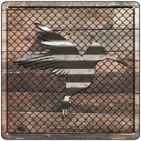 Corrugated Hummingbird on Wood Novelty Metal Square Sign 12" (SQ)