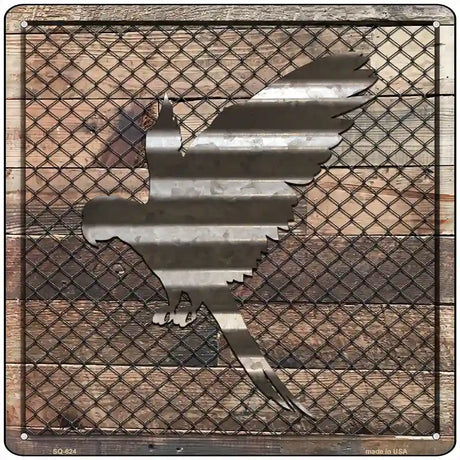 Corrugated Parrot on Wood Novelty Metal Square Sign 12" (SQ)