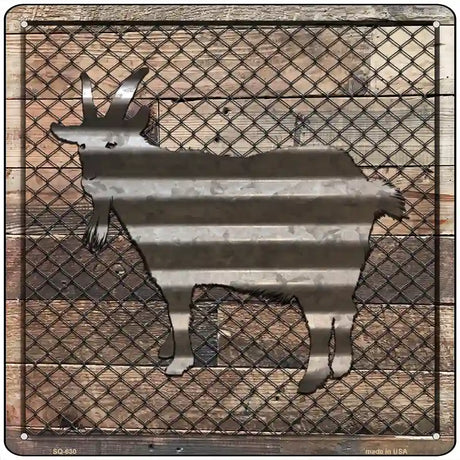 Corrugated Goat on Wood Novelty Metal Square Sign 12" (SQ)