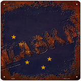 Alaska Rusty Stamped Novelty Metal Square Sign 12" (SQ)