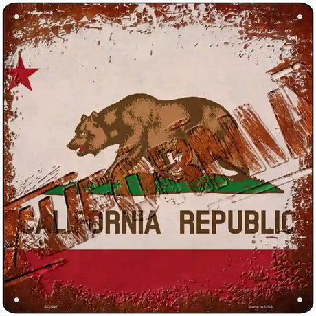 California Rusty Stamped Novelty Metal Square Sign 12" (SQ)