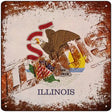 Illinois Rusty Stamped Novelty Metal Square Sign 12" (SQ)