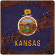 Kansas Rusty Stamped Novelty Metal Square Sign 12" (SQ)