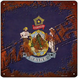 Maine Rusty Stamped Novelty Metal Square Sign 12" (SQ)