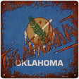 Oklahoma Rusty Stamped Novelty Metal Square Sign 12" (SQ)