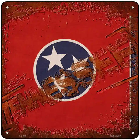 Tennessee Rusty Stamped Novelty Metal Square Sign 12" (SQ)