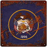 Utah Rusty Stamped Novelty Metal Square Sign 12" (SQ)