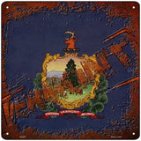 Vermont Rusty Stamped Novelty Metal Square Sign 12" (SQ)