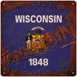 Wisconsin Rusty Stamped Novelty Metal Square Sign 12" (SQ)