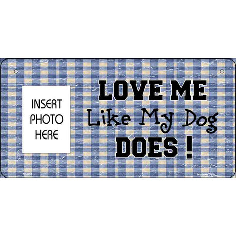 Dog Love Blue Plaid Photo Insert Pocket Metal Novelty Small Sign SS-003