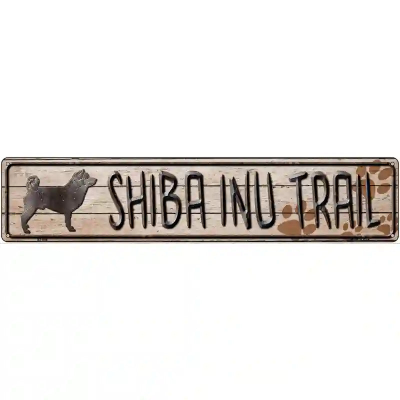 Shiba Inu Trail Novelty Metal Street Sign 24" x 5" (ST)