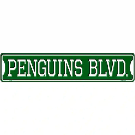 Penguins Blvd Novelty Metal Street Sign 24" x 5" (ST)