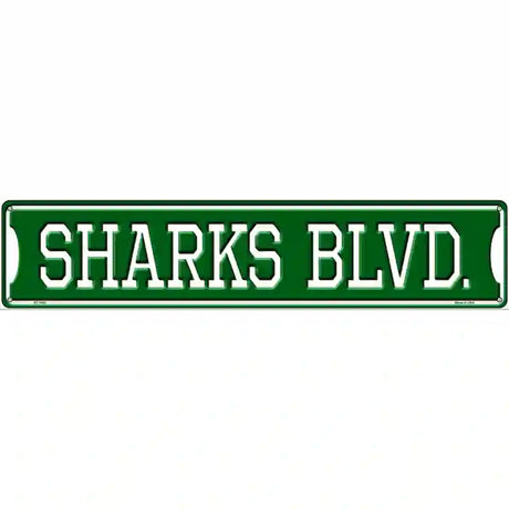 Sharks Blvd Novelty Metal Street Sign 24" x 5" (ST)