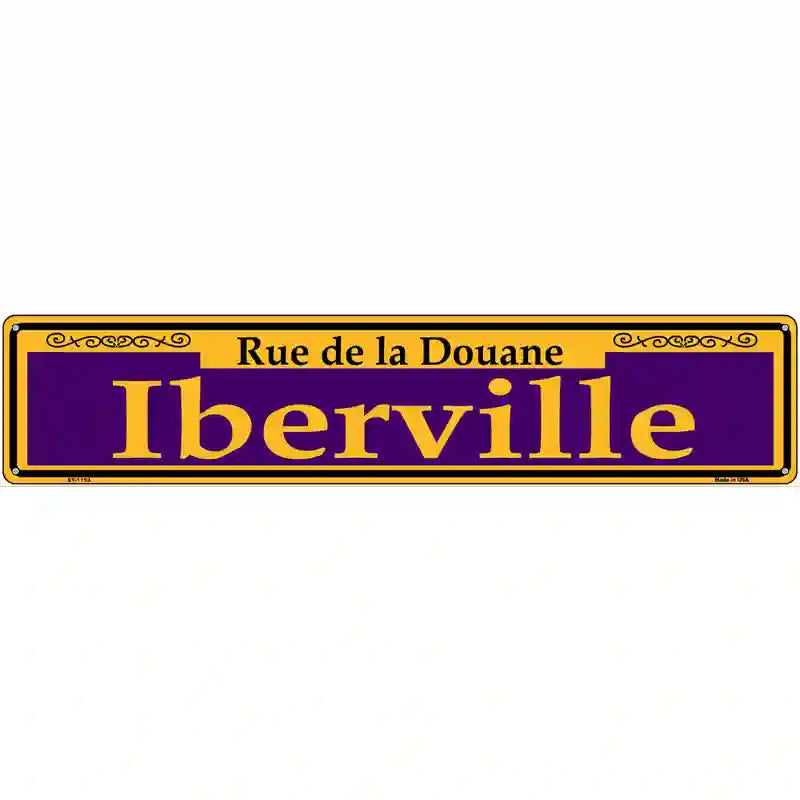 Iberville Purple Novelty Metal Street Sign 24" x 5" (ST)