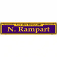 N. Rampart Purple Novelty Metal Street Sign 24" x 5" (ST)