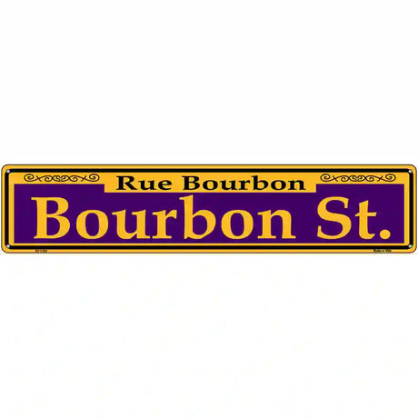 Bourbon St. Purple Novelty Metal Street Sign 24" x 5" (ST)