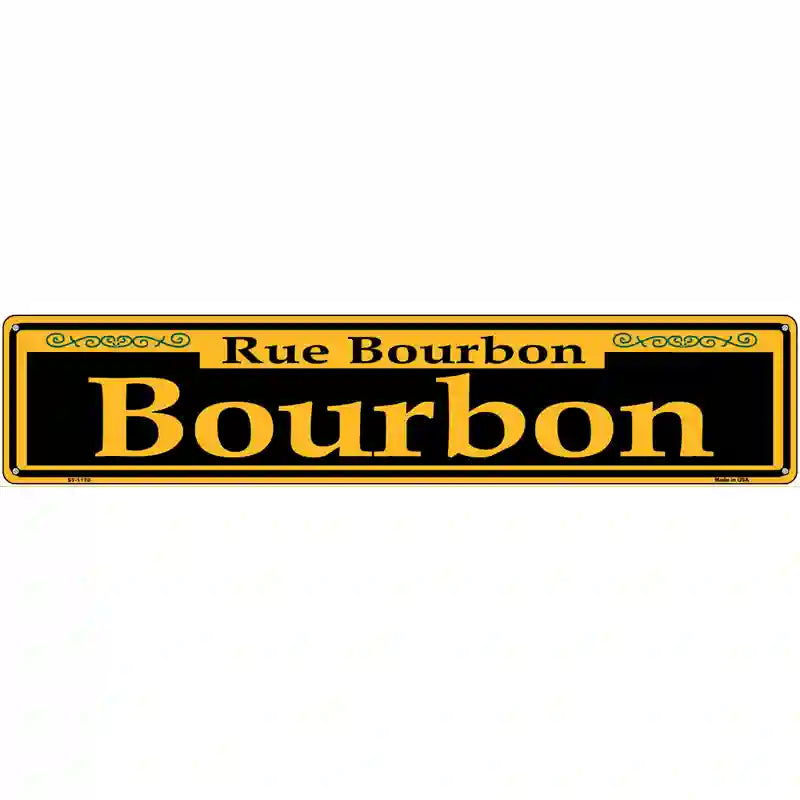 Bourbon Yellow Novelty Metal Street Sign 24" x 5" (ST)