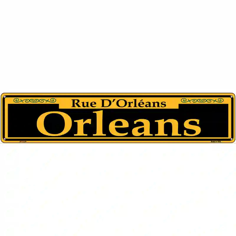 Orleans Yellow Novelty Metal Street Sign 24" x 5" (ST)