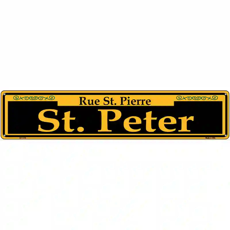 St. Peter Yellow Novelty Metal Street Sign 24" x 5" (ST)