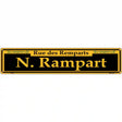 N. Rampart Yellow Novelty Metal Street Sign 24" x 5" (ST)